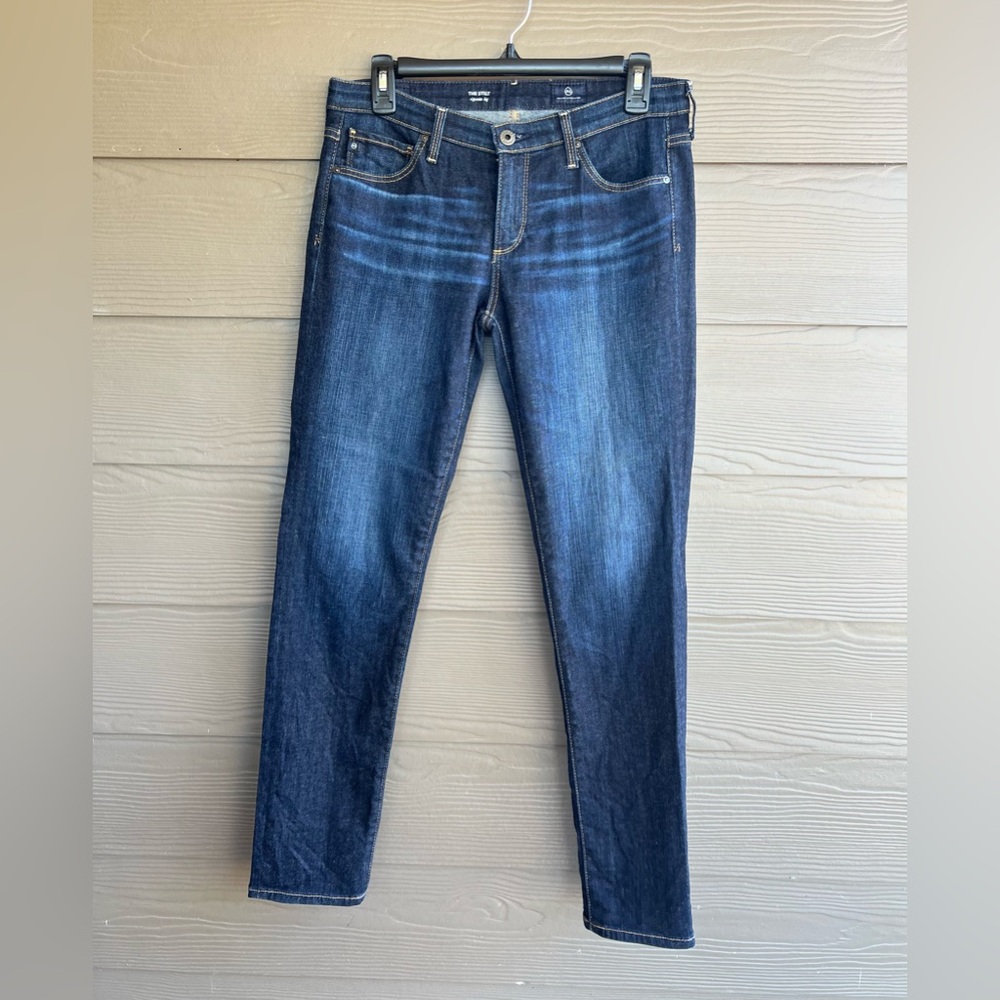 AG Adriano Goldschmied Dark Blue The Stilt Cigarette Leg Jeans Sz 28 R‎